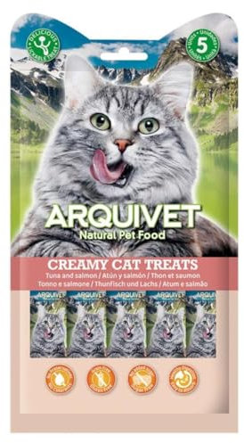 Arquivet Creamy Cat Treats Katzensnack, flüssig, Thunfisch und Lachs, 5 x 14 g