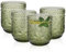 Hebaogugu Drinking Glasses Set of 4, Emboss Vintage Water Cups for Tea, Beverage, Milk, 350 ml 12 oz Glasses Tumbler Heavy Duty Wine Glasses for Beer, Cocktail, Whiskey (Green)