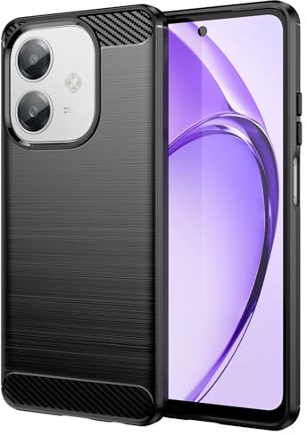 Effcotuo Custodia per OPPO A40/A40m/OPPO A60 5G Cover [Fibra di Carbonio] Morbido TPU Custodia Protezione Anti Scivolo/Antiurto per OPPO A40/A40m-Nero