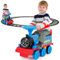 GOPLUS Kinder Elektro Zug, Kinderfahrzeug mit 16 Stk. Schiene Set, 6V Kinder Aufsitz mit Licht, Musik, Zugpfeife & Stauraum, Elektro Kinderauto für Kinder ab 3 Jahren, Belastbar bis 25 kg (Dunkelblau)