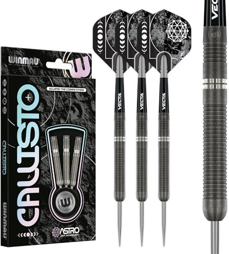 WINMAU Darts Callisto 22g 90% Professionelles Wolfram Dartpfeile-Set mit Stahlspitze mit Dart Flüge und Dartschäfte