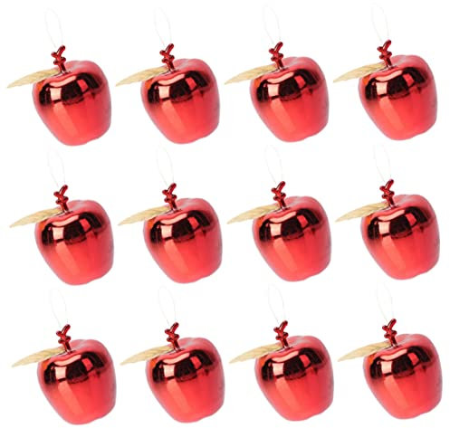 LALADEFIEE 12stücke Weihnachtsbaum Anhänger Christbaumschmuck Rote Äpfel Hängende Xmas Dekoration Für Baum Kamin Tisch Treppe Festliche Wohnaccessoires