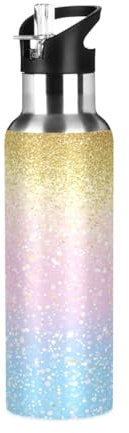 Waassud Borraccia termica in acciaio inox con cannuccia, per sport, bici, 907,2 g