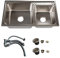 MEJE 78 x 43 x 21,5 cm Fregadero doble de acero inoxidable para cocina con orificio para grifo