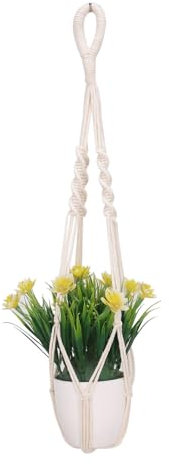 LIURFLNC Makramee Blumenampel, Baumwollseil für Hängepflanztopf Boho Deko Beige Hängeampel Zum Aufhängen Boho Hänge Körbe für Innen Außen Garten Wohnzimmer Balkon Fenster Balkone Wanddekoration