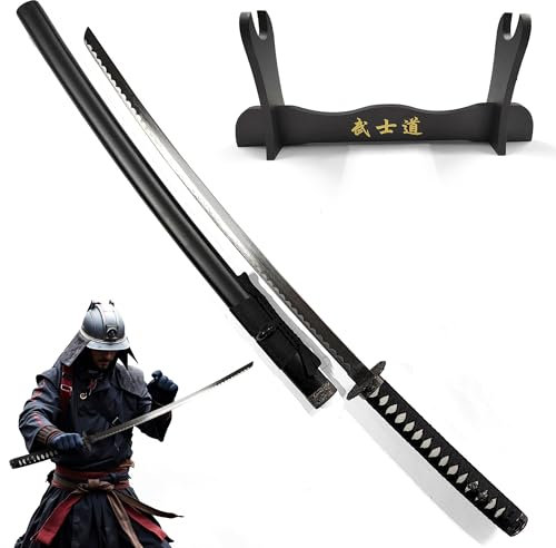 Katana Schwert echt Samurai Schwert aus Stahl mit Einer Scheide und Stand zur Dekoration für einen Sammler oder als Geschenk (Katana der Ewigen Ehre)