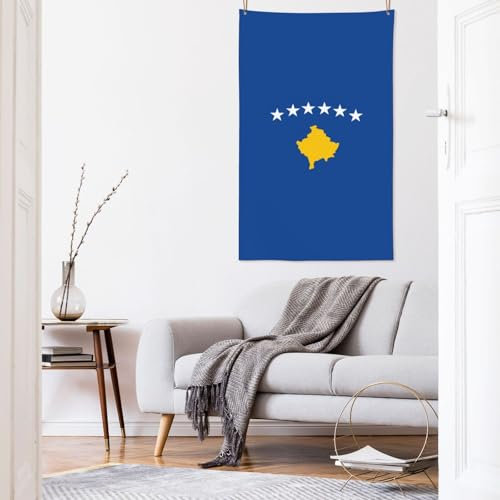 Bandiera del Kosovo stampata bandiera bandiera 0,9 x 1,5 m, bandiera esterna, decorazione personalizzata per interni ed esterni, bandiera personalizzata