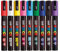 Posca - Standard PC-5M Acrylic Paint Pens (9pc), Multisurface Water Based Markers Ideal for Rock Painting, Canvas, Glass, Wood, Metal, Fabric, Colouring, Arts and Crafts, with 4 Stickers