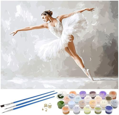 Malen Nach Zahlen Erwachsene Ballett, Mädchen Malen Nach Zahlen ab 7 Jahre Mädchen Geschenk, DIY Kinder Paint by Numbers 90x150cm Leinwand mit Pinseln und Acrylpigment für Zimmer Deko Aesthetic -743