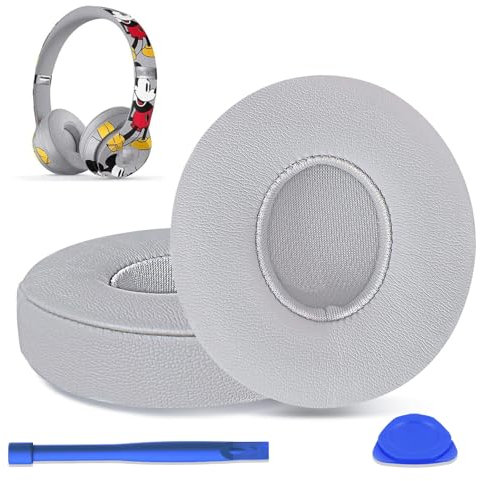 Replacement Ear Pads for Beats Solo 2 & Solo 3 Wired & Wireless Headphones, Ear Cushions, Ear Cups Cover Repair Parts (Silver)