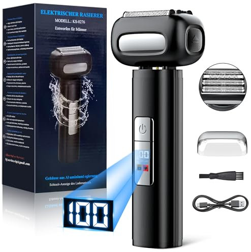 Rasierer Herren Elektrisch,Elektrorasierer Herren,Folienrasierer,Elektrisch Wiederaufladbarer USB Rasierapparat Nassrasierer|Trockenrasierer 120 Min Laufzeit,Zero Gap Skin,IPX7 Waschbarer Reisesperre