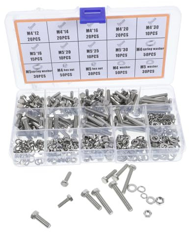 VILLFUL Set 375 Bulloni Rondelle E Rondelle Riparazione Per Ferramenta E Bulloni Bulloni Chiavi Kit Piatto Fissaggio Rotonde Assortimento