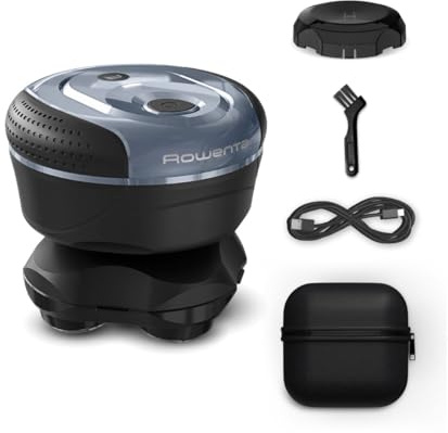 Rowenta Barber Experience, Afeitadora de Cabeza, 5 cabezales con cuchillas de recubrimiento de titanio, apura hasta 0,1 mm, autonomía de 80 min, resistente al agua, neceser de viaje, TN3110E0