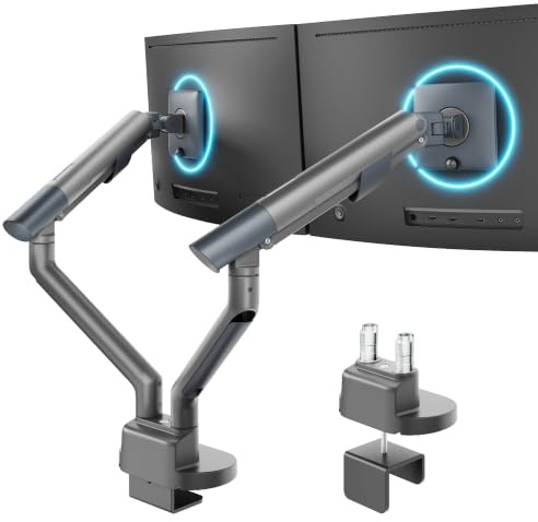 monTEK Monitor Halterung 2 Monitore für 17-35 Zoll Bildschirm, Dunkelgrau