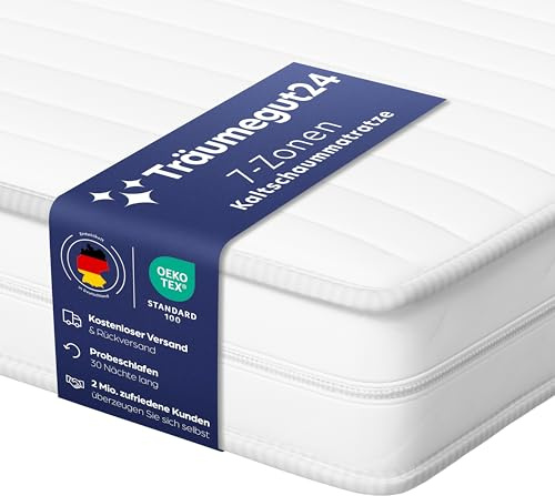 Träumegut24 AquaFlex 7-Zonen Matratze 160x200 cm | H3&H4 | Ergonomische Kaltschaummatratze | Hypoallergen & Antibakteriell | Bezug abnehmbar & waschbar | Oeko-TEX® (19 cm, 160 x 200 cm)
