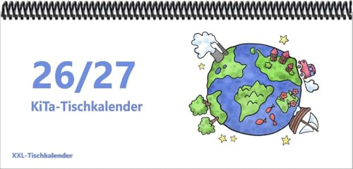 KiTa - Tischkalender 2026/27: XXL-Tischkalender, Planet 14,5 x 32,5 cm