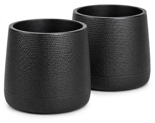 Trendi Rattan Effect Planter Pot, 30cm | Lightweight Plastic, Removable Tray, Indoor & Outdoor, For Houseplants, Herbs, Succulents