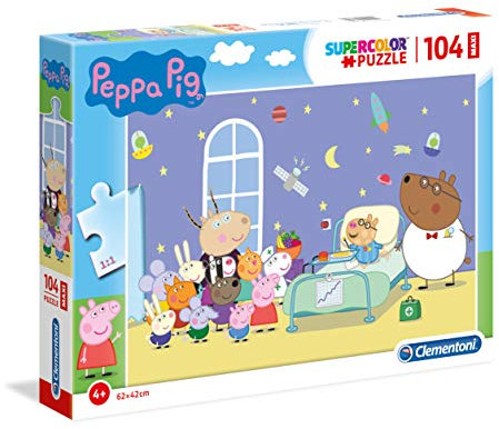 Clementoni 23735 Maxi Peppa Pig – Puzzle 104 Teile ab 4 Jahren, farbenfrohes Kinderpuzzle mit extra großen Puzzleteilen, Geschicklichkeitsspiel für Kinder