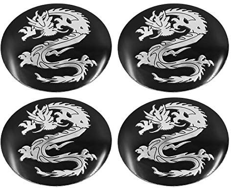 sourcing map 4Stk.Auto Rad Aufkleber Radkappen Nabendeckel mittlere Kappe Drache Muster 56mm