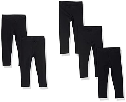Amazon Essentials Leggings Bambine e Ragazze, Pacco da 5, Nero, 6-7 Anni
