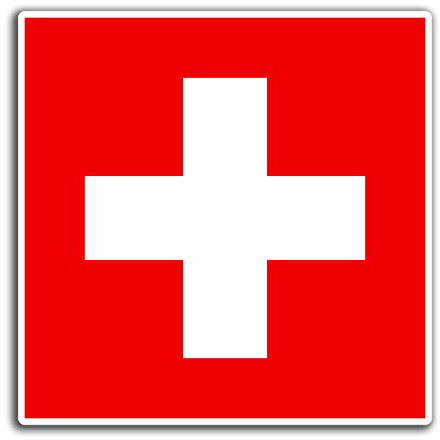 Lot de 2 autocollants en vinyle pour ordinateur portable Motif drapeau de la Suisse 10 cm