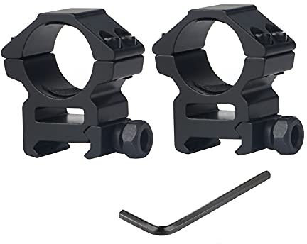 ToopMount Zielfernrohr-Doppelringe 25,4 mm 1 Durchsichtige Zielfernrohrringe mit mittlerem Profil 20 mm Picatinny Weaver Riser-Halterung
