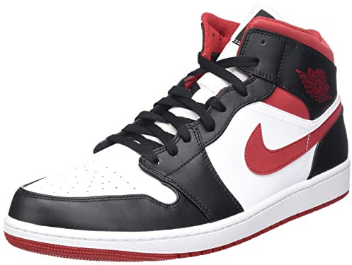 Nike AIR JORDAN 1 MID (GS), Boy's Basketball Shoe, White Gym Red Black, 6 UK (39 EU)
