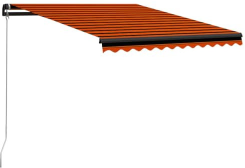 vidaXL Markise Einziehbar Handbetrieben mit LED Wasserabweisend Balkonmarkise Gelenkarmmarkise Sonnenschutz Terrasse Balkon Aluminium 300x250cm Orange Braun