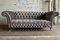 JVmoebel Sofa Luxus Textil Chesterfield Couch Sofas Polster 3 Sitzer Garnitur Grau Samt