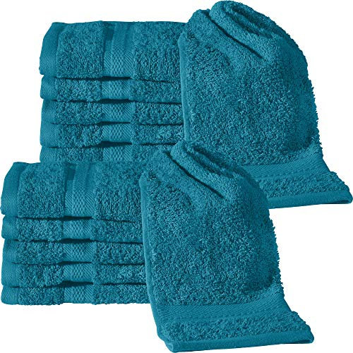 REDBEST Gästetuch 12er-Pack Chicago Petrol Größe 30x50 cm - saugstark, strapazierfähig, ideal für Reisen, Sport (weitere Farben)