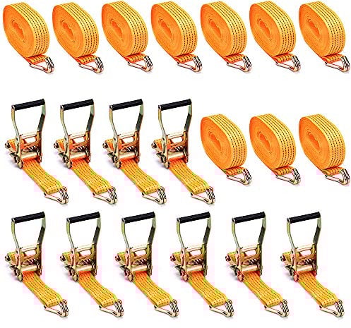 maXpeedingrods 10 x Lashing Straps Ratchet Strap Tie Down 5000kg x 6m x 50mm Heavy Duty Trailer Tension Belts with Iron Handle and Double J Hook 5000kg 5Ton