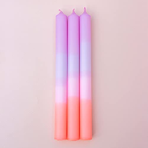 MADAM ERLE | 3er-Set Dipdye Stabkerzen | JONNA | handgemachte Kerzen extra lang| neon-pastell farbig | bunt | Stearin | Dekokerzen | Wohnzimmerdeko | tolle Geschenkidee für Frauen Freundin| (Paraffin)