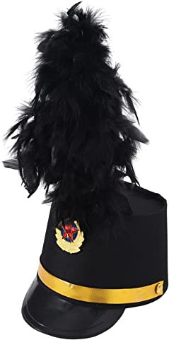 YiZYiF Drum Major Hat with Feather, Majorette Hat for Cosplay & Party - Black, One Size