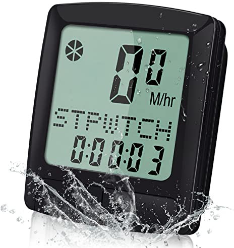 Fahrradcomputer, Awroutdoor Fahrradtacho und Kilometerzähler, IPX6 Wasserdicht Fahrradcomputer, Automatisches Aufwecken,Genau Gemessener und Aufgezeichneter Fahrrad Kilometerzähler Tacho (Schwarz)