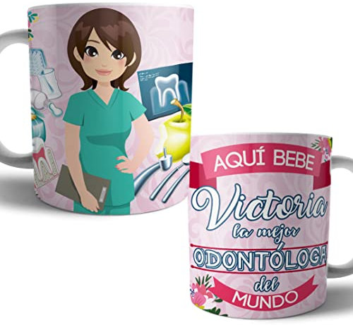Kartoon Kase Taza Original Personalizada con Nombre | Mejor del Mundo Taza Profesiones de Cafe Desayuno para Regalar (Odontolga 2)