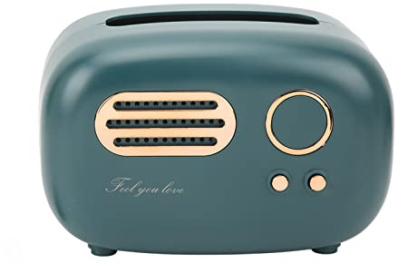 Tissue Holder, Radio Tissue Box Nordic Style Retro Green Radio Shape Tissue Storage Box Holder with 4 Plastic Feet for Home Living Room Coffee Table Decoration