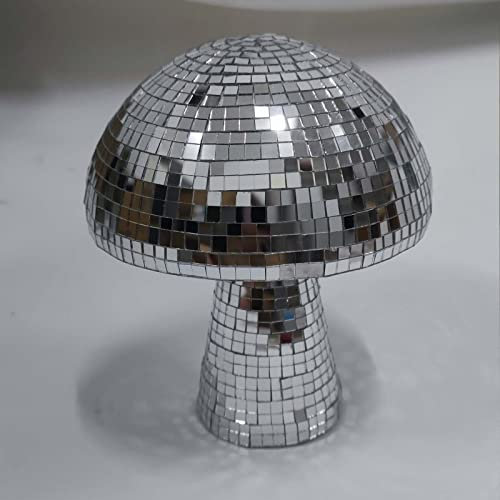 Mxkoso Pilz-Discokugel für Bar, Party, Zimmer, Tischdekoration – Spiegel-Discokugel in Pilzform für Zuhause (Silber, 22,9 cm)