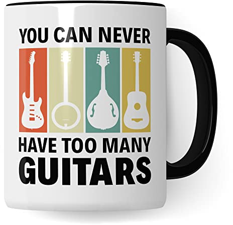 Gitarren Tasse Geschenkidee Kaffeetasse Humor Witz Geschenk für Gitarrenspieler Gitarrenspielerin Kaffeebecher E-Gitarre Becher (Weiß & Schwarz)