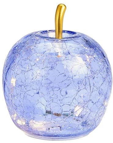 G. Wurm Dekoleuchte Apfel (XS) Glas, helllila, Apfel Lampe mit LED Lichterkette, Dekolampe, Tischleuchte, Apfellampe