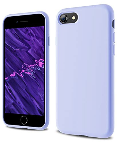 CALOOP Designed for iPhone SE Case 2020/2022, iPhone 8/7 Case, Liquid Silicone Full Body Protective Covered Silky-Soft Anti-Scratch Gel Rubber Slim Shockproof Cover 4.7 inch, Light Purple