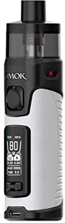 SMOK E-Zigarette | 6.5ml Kapazität | 80W | Built-in 2000mAh Akku | RPM 3 Coils | Beige Weißes Leder | Stufenlose Airflow-Einstellung & Slide-to-Open Top-Füllsystem