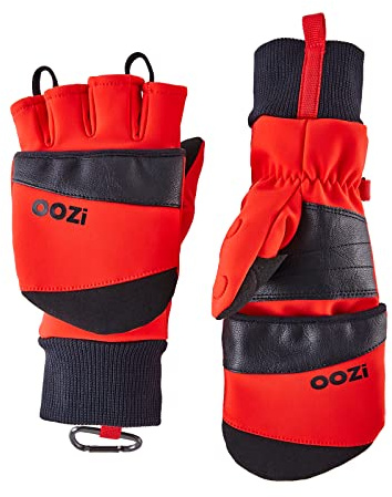 OOZi Winterhandschuhe Herren Damen – Convertible Fäustlinge mit Touchscreen-Klappkappe, Winddicht, Thermo-Fleece, Anti-Rutsch-Grip, Magnetverschluss -für Wandern Outdoor Radfahren