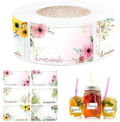 Marmelade Etiketten Selbstklebend Aufkleber zum Beschriften, 500 Stück Etiketten Selbstklebend Marmelade für Marmeladengläser Gewürzgläser Flaschen Gläser Weihnachten Geschenkaufkleber