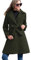 Kate Kasin Damen-Wollmantel Mit Knopfverschluss Gürtel Und Taschen In Mittlerer Länge XL Dunkelgrün