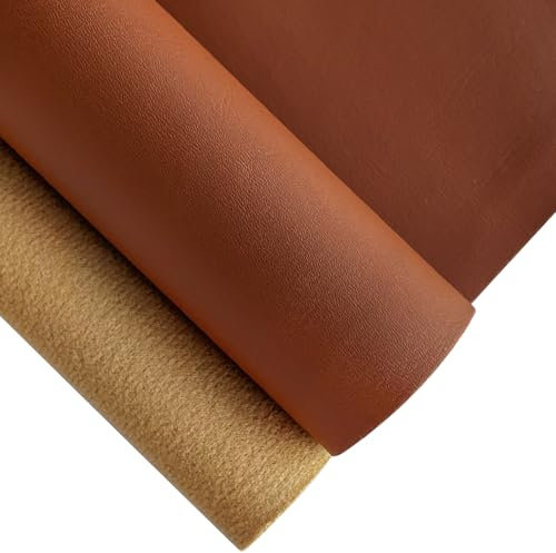 XHT Glattes und Weiches Einfarbiges Kunstleder, 30 x 135 cm, zum Nähen von DIY-Artikeln wie Kleidung und Ledertaschen (Rotbraun)