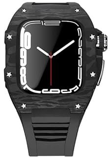 MURVE Fluoro Cinturino In Gomma Kit per Apple Watch 8 7 45mm In Fibra di Carbonio Titanio Della Copertura Della Cassa Della Copertura Paraurti per iWatch 6 SE 5 4 44mm Band Set, 44MM, Plastica, agata