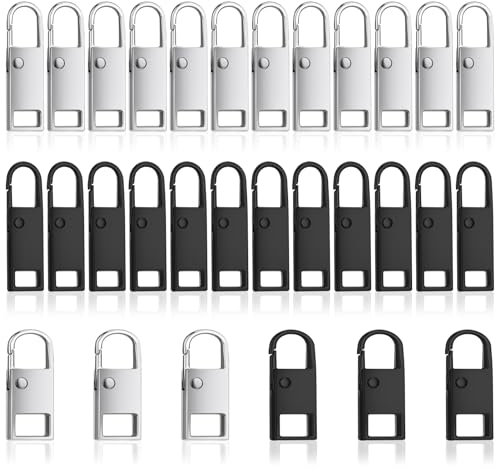 Jostift 30 Stück Reißverschluss Zipper,Reißverschluss Zipper Ersatz,Ersatz Zipper für Reißverschluss,Metall Reissverschluss Reparatur Set,Reisverschlussreparaturset zipper für Bekleidungsjac