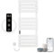 OihPaw Heated Towel Rail,1300x550 mm WiFi Towel Warmer Rail for Bathroom,526W Wall Mounted Electric Towel Rail with Timer and LED Indicator,White Left Electric Heated Towel Rail
