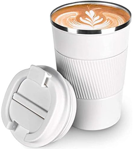 SCJHMY Thermobecher- Isolierbecher, Edelstahl Travel Mug, Vakuum auslaufsicher Reisebecher mit Deckel, Autobecher, doppelwandig isoliert für Wasser und Tee, Kaffee-to-go Becher Weiß 510ml