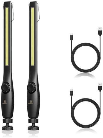 Renogy LED Work Lights, 700 Lumens Rechargeable, 2200mAh, Portable Magnetic COB LED, Inspection Light for Car Repair, Home, Garage, Emergency, 2 Pack